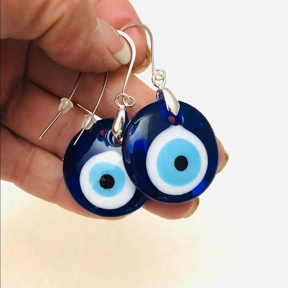 Beautiful Blown Glass 🧿 Evil Eye Earrings - Picture 2 of 5